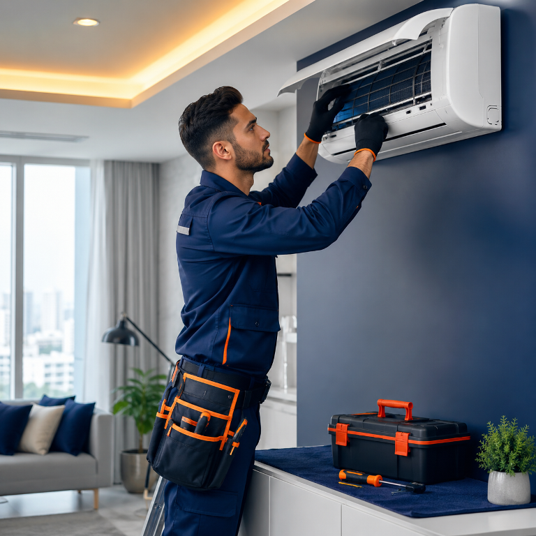 Limpieza de Aire Acondicionado en Lima - Técnico realizando limpieza